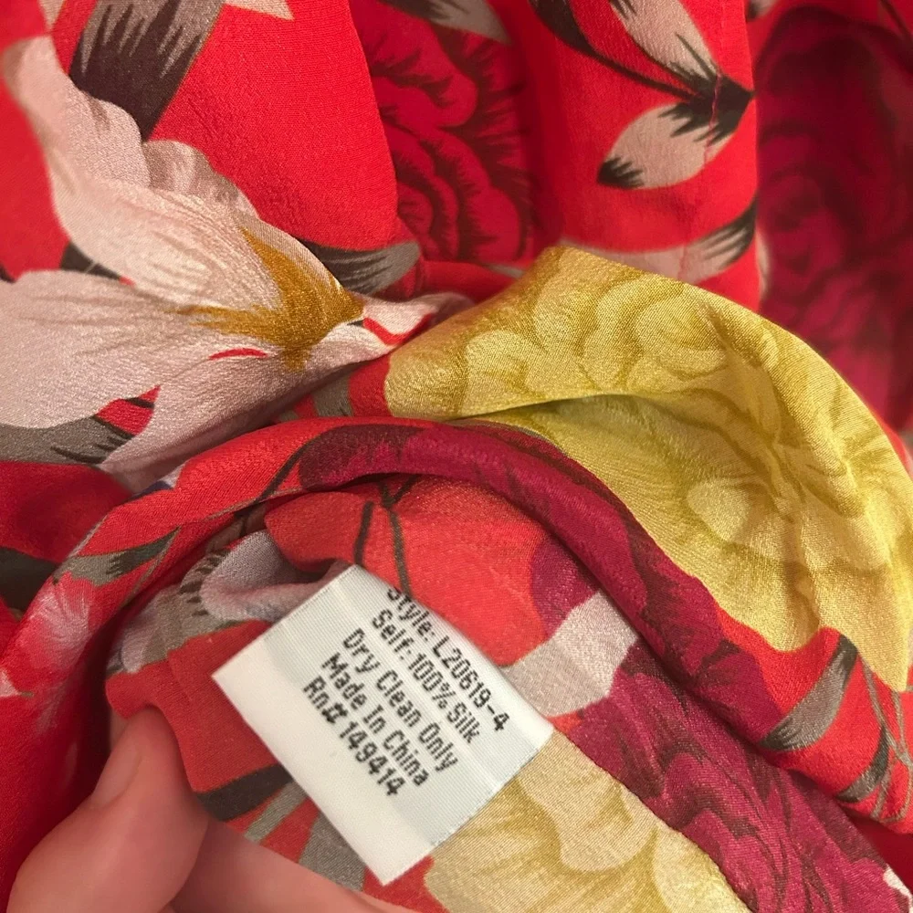 NWT Jade Johnny Was Top Red Silk Vega Tunic Pullover Floral Dress Boho XS - Picture 6 of 7